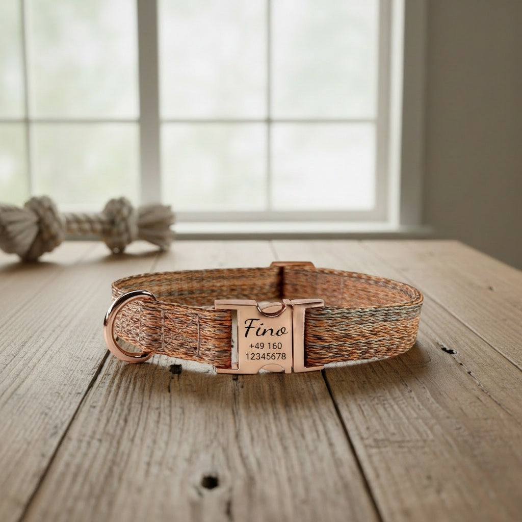 Fino – Personalisiertes Nylon-Hundehalsband mit Gravur | Name & Telefonnummer | Robust, bequem & individuell