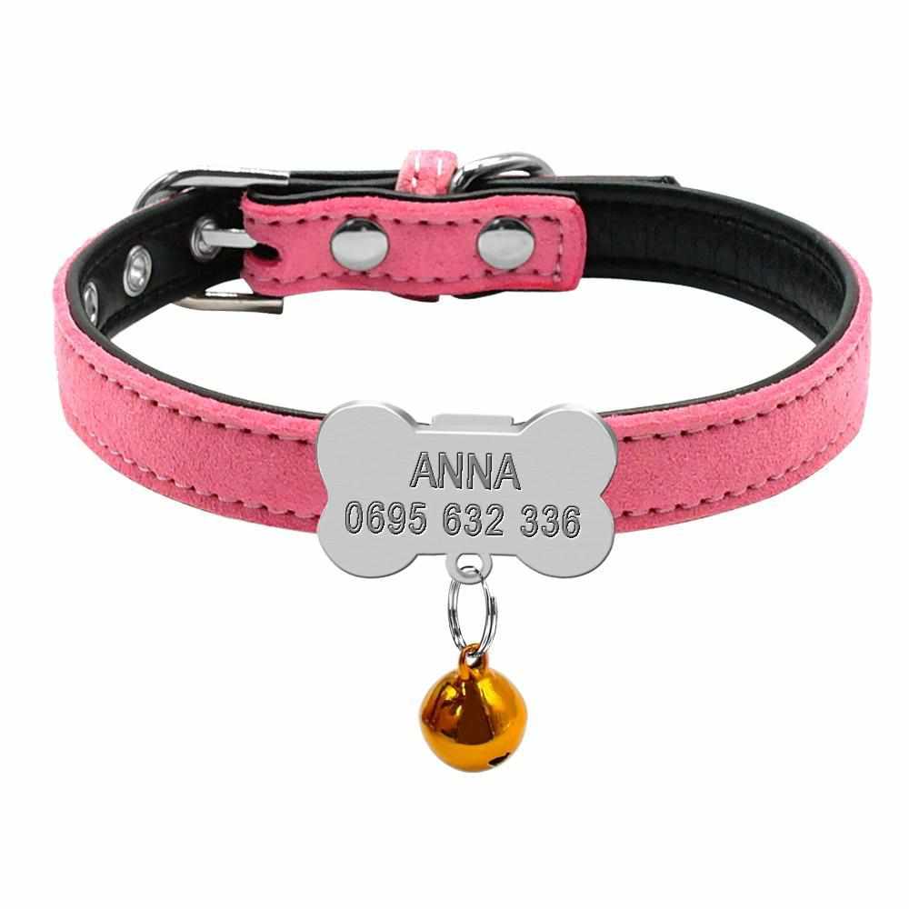 Hundehalsband Leder mit kostenloser Gravur für sehr kleine Hunde