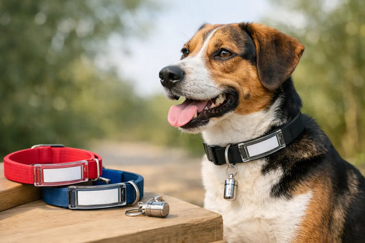 Halsband mit Adressfeld für den Hund wählen