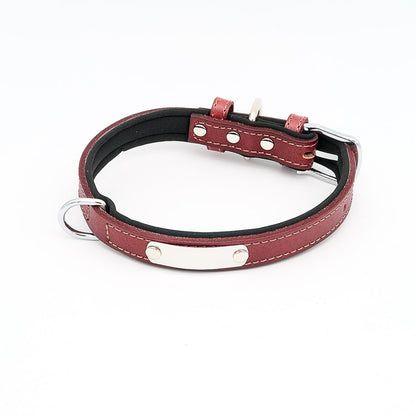 Hochwertiges Hundehalsband mit Namen aus Leder, Innenpolsterung und kostenloser Gravur, Farbe braun
