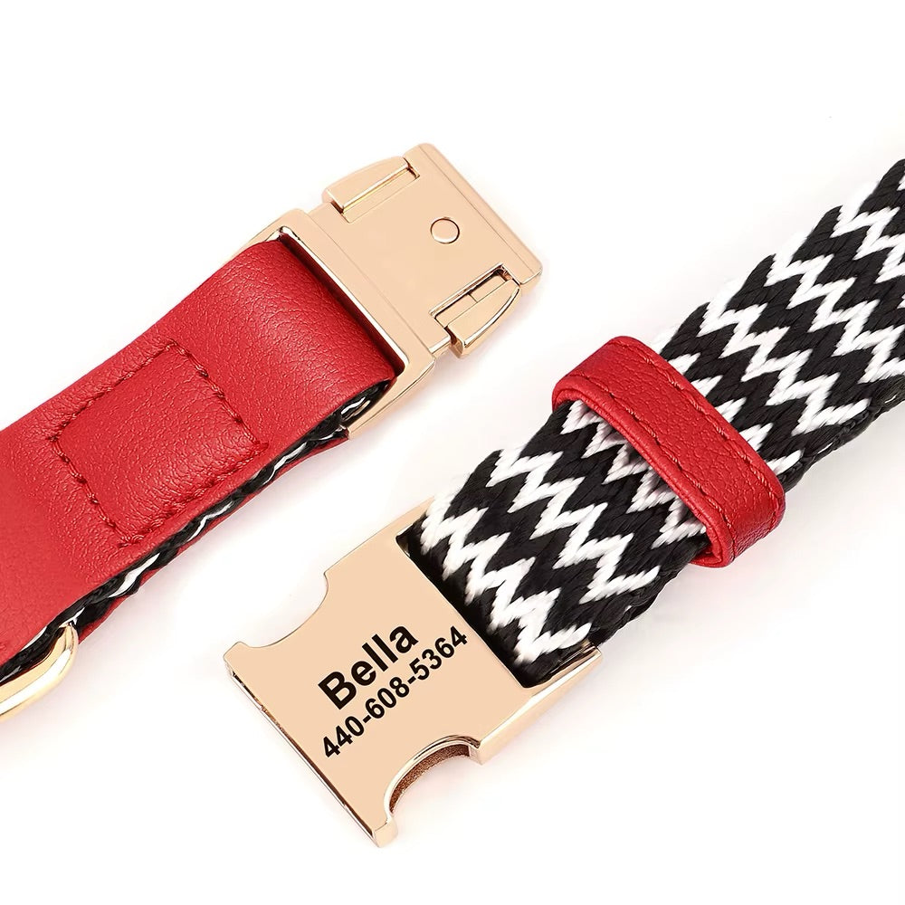 Personalisiertes Hundehalsband Lovi aus Nylon & Leder – Name & Telefonnummer (S–L)