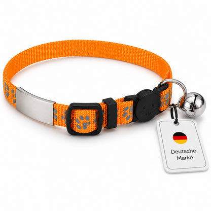 Katzenhalsband mit Name und Telefonnummer graviert