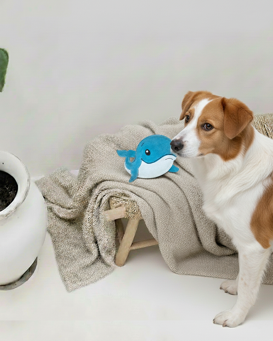 BUDDY. Hundespielzeug aus Leder "Wal"