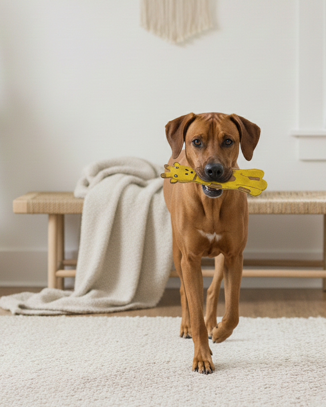 BUDDY. Hundespielzeug aus Leder "Giraffe"