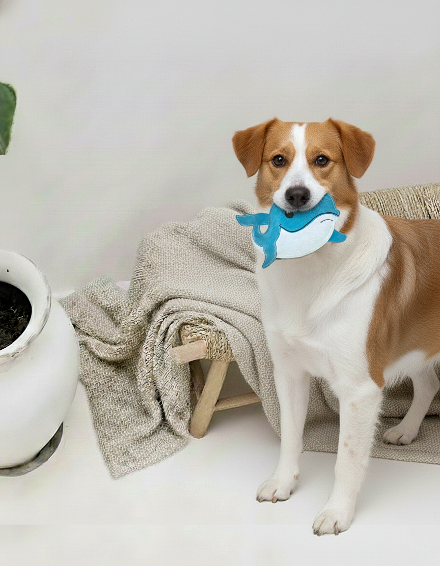BUDDY. Hundespielzeug aus Leder "Wal"