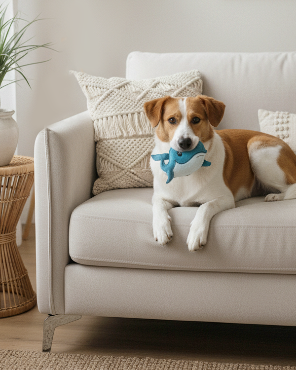 BUDDY. Hundespielzeug aus Leder "Wal"