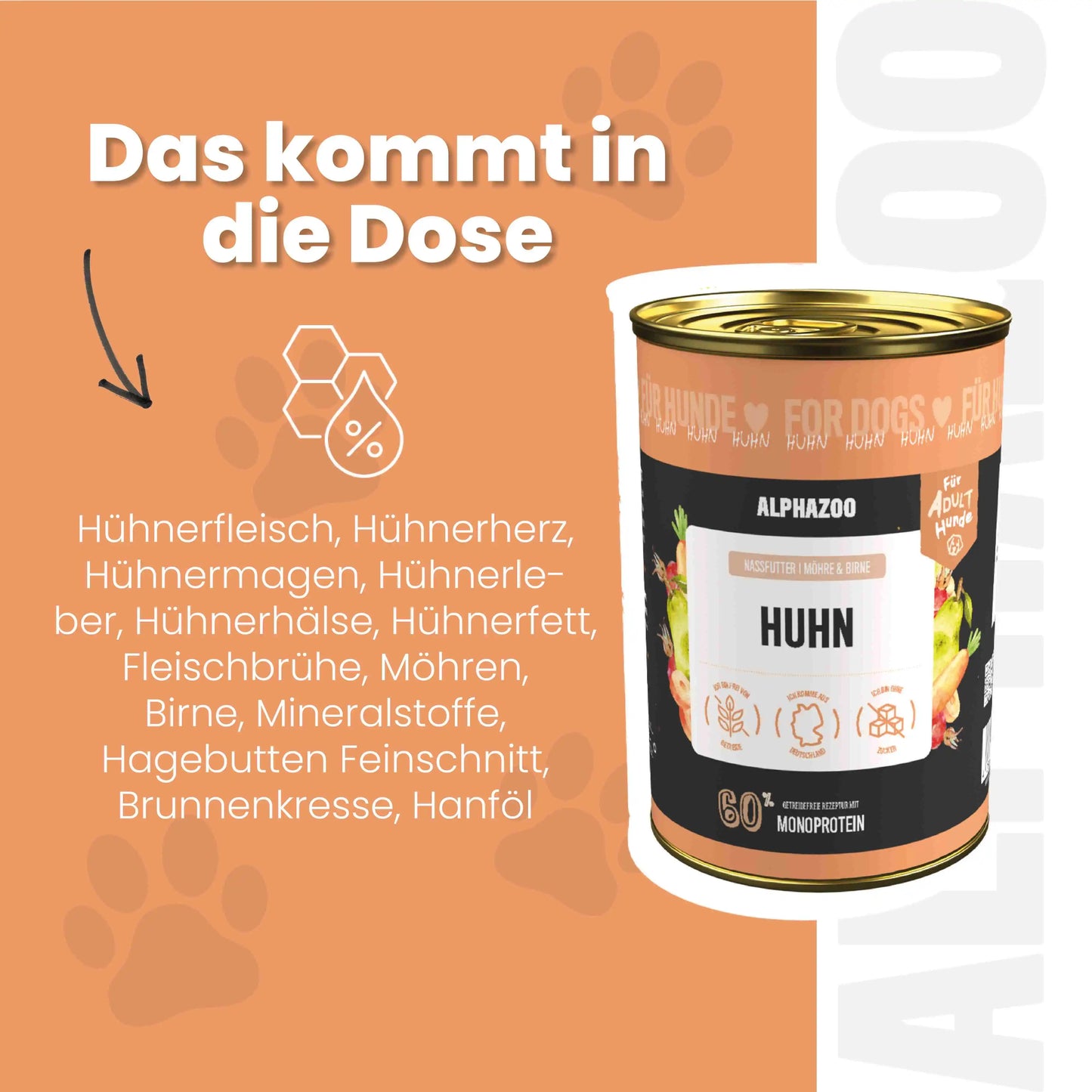 Monoprotein Huhn Nassfutter für Hunde