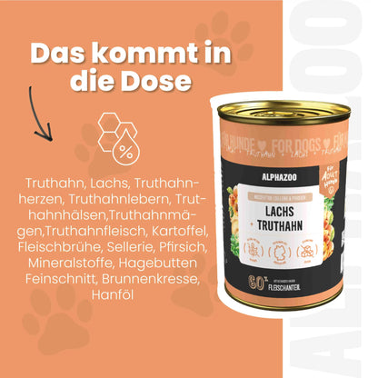 Lachs + Truthahn Nassfutter für Adult Hunde