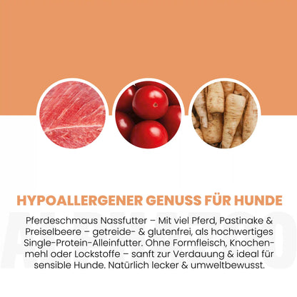 Monoprotein Pferd Nassfutter für Hunde
