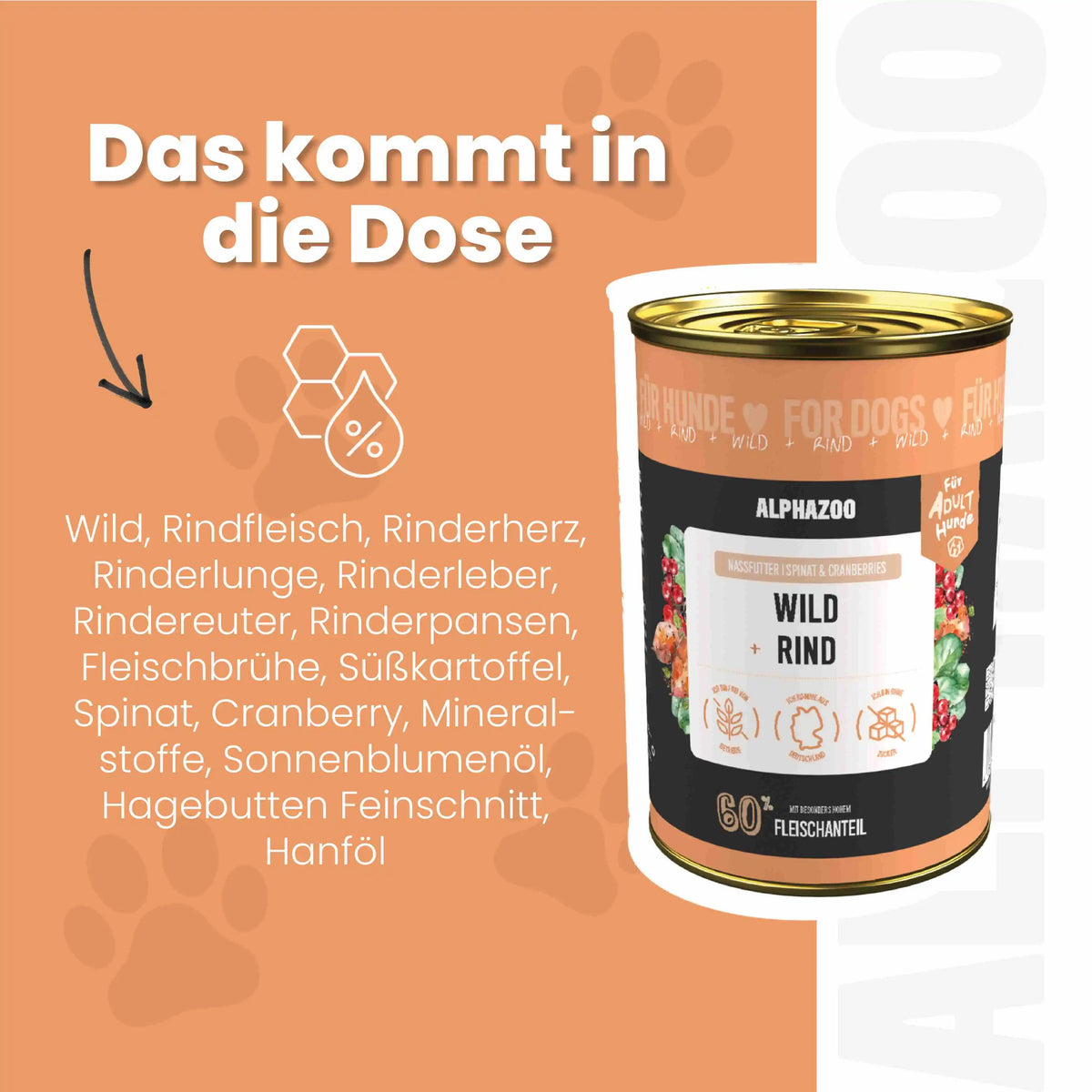 Wild + Rind Nassfutter für Adult Hunde