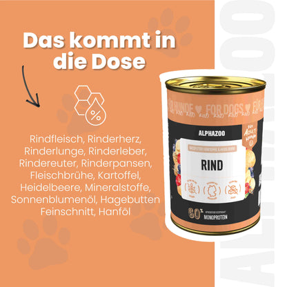 Monoprotein Rind Nassfutter für Hunde