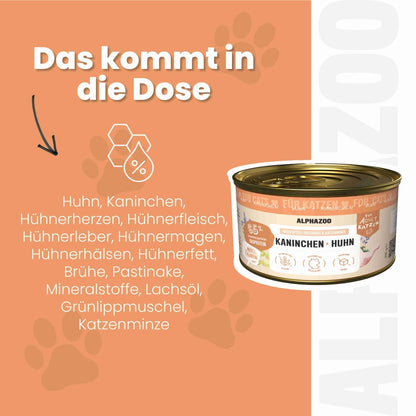 Kaninchen + Huhn Nassfutter für Katze