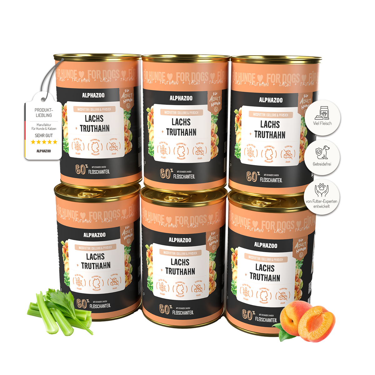 Lachs + Truthahn Nassfutter für Adult Hunde