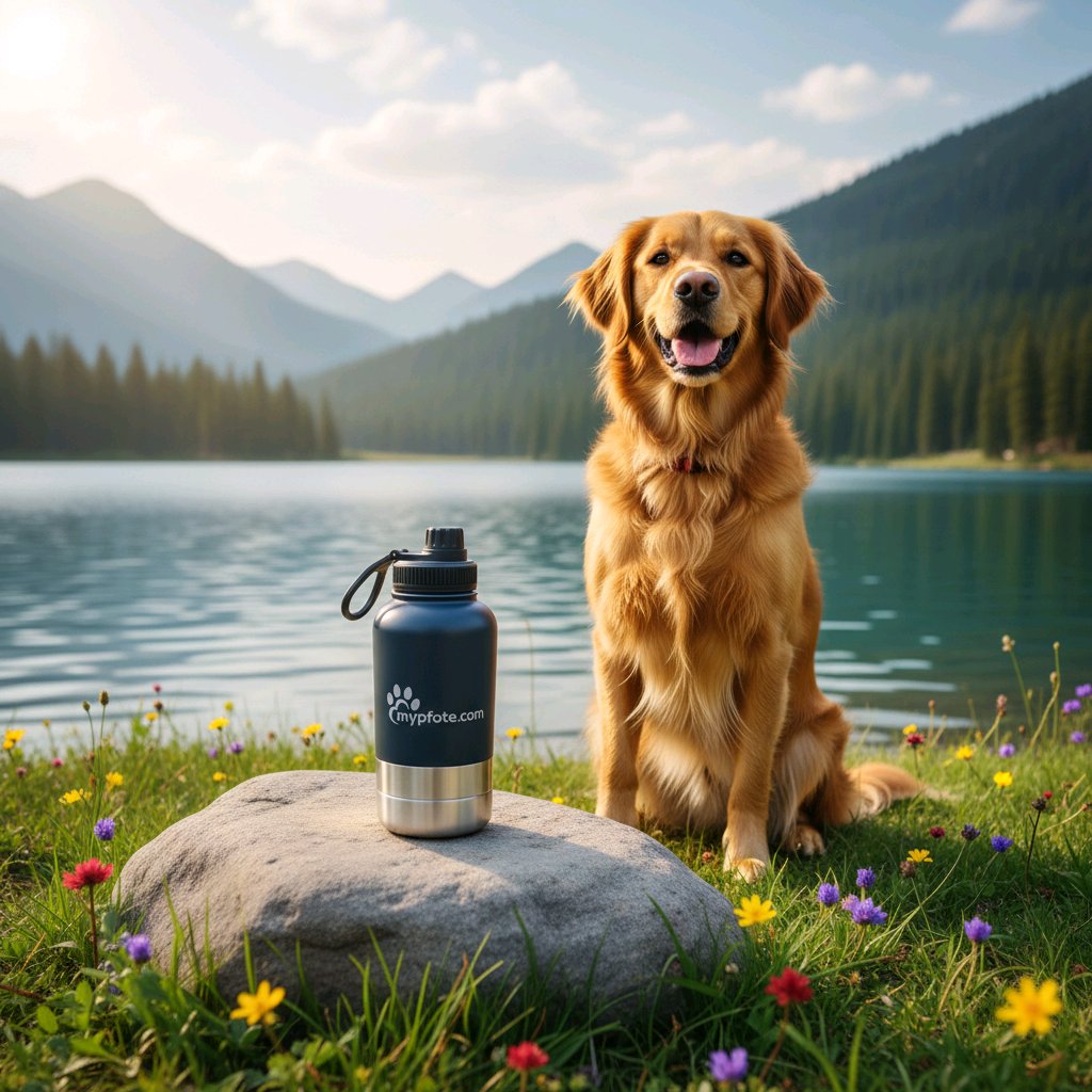 Hunde Trinkflasche, 3-in-1 . Wasser & Futter für unterwegs aus Edelstahl, 950ml