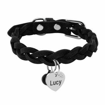 Geflochtenes Hundehalsband aus Wildleder personalisiert
