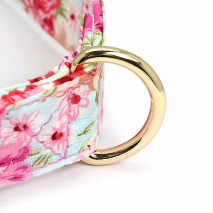 Hundehalsband mit Blumenmuster und gratis Gravur - optional als Set