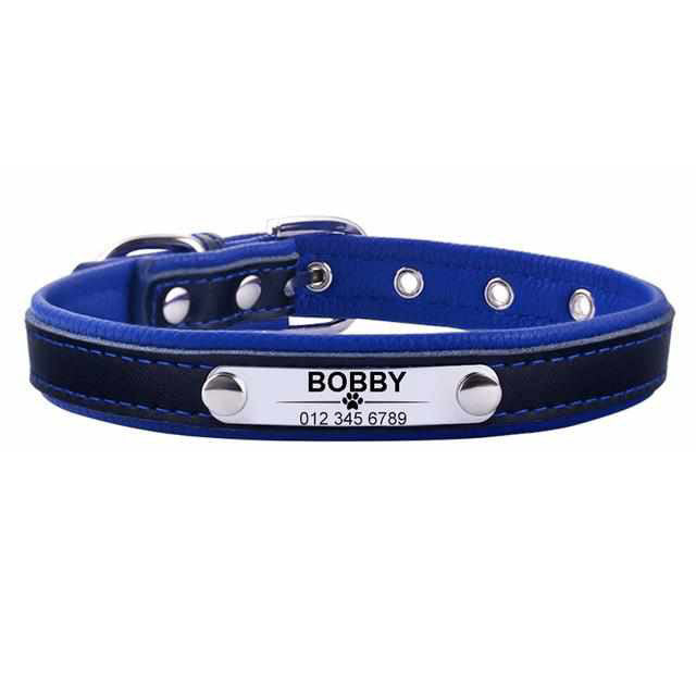 Personalisiertes dunkles Lederhalsband mit gratis Gravur