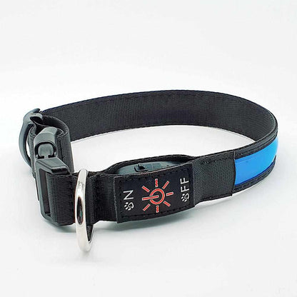 Stabiles Nylon LED Leuchthalsband mit USB Anschluß