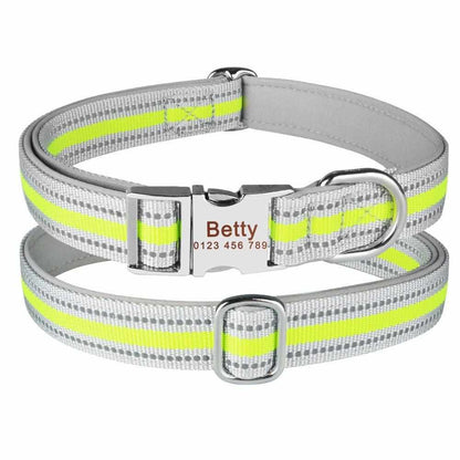 Stark reflektierendes Hundehalsband aus Nylon mit Gravur